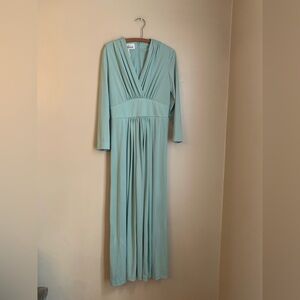 Vintage 1970's Fred Rothschild Maxi Dress Green Fall Winter Wedding Empire Waist